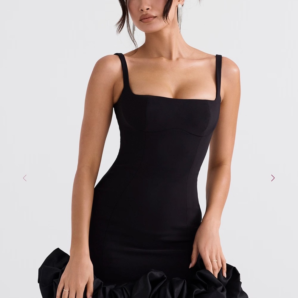 House of CB LILOU Black Ruffle Hem Dress